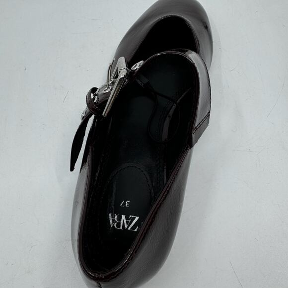 Zara Burgundy Patent Leather Flats - Picture 7 of 12
